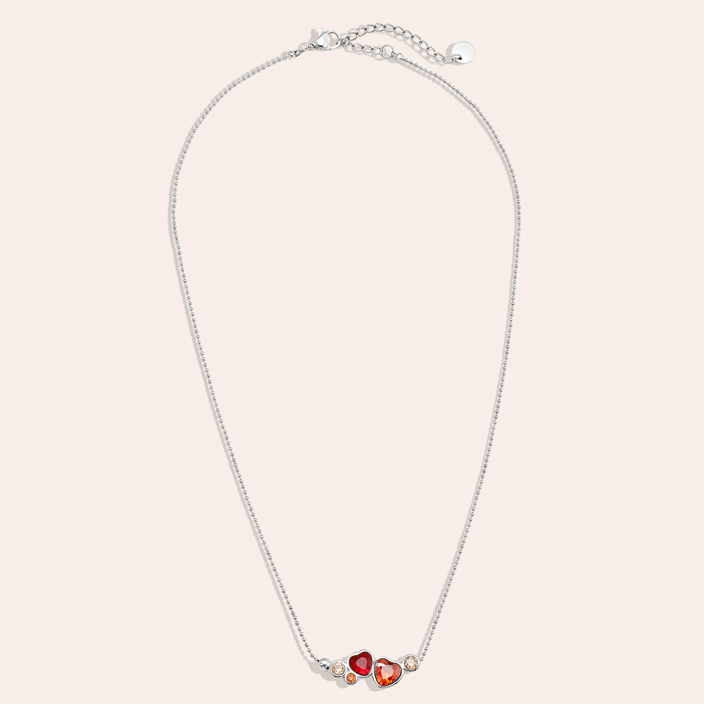 Stainless steel necklace 40cm Diamond Red Heart