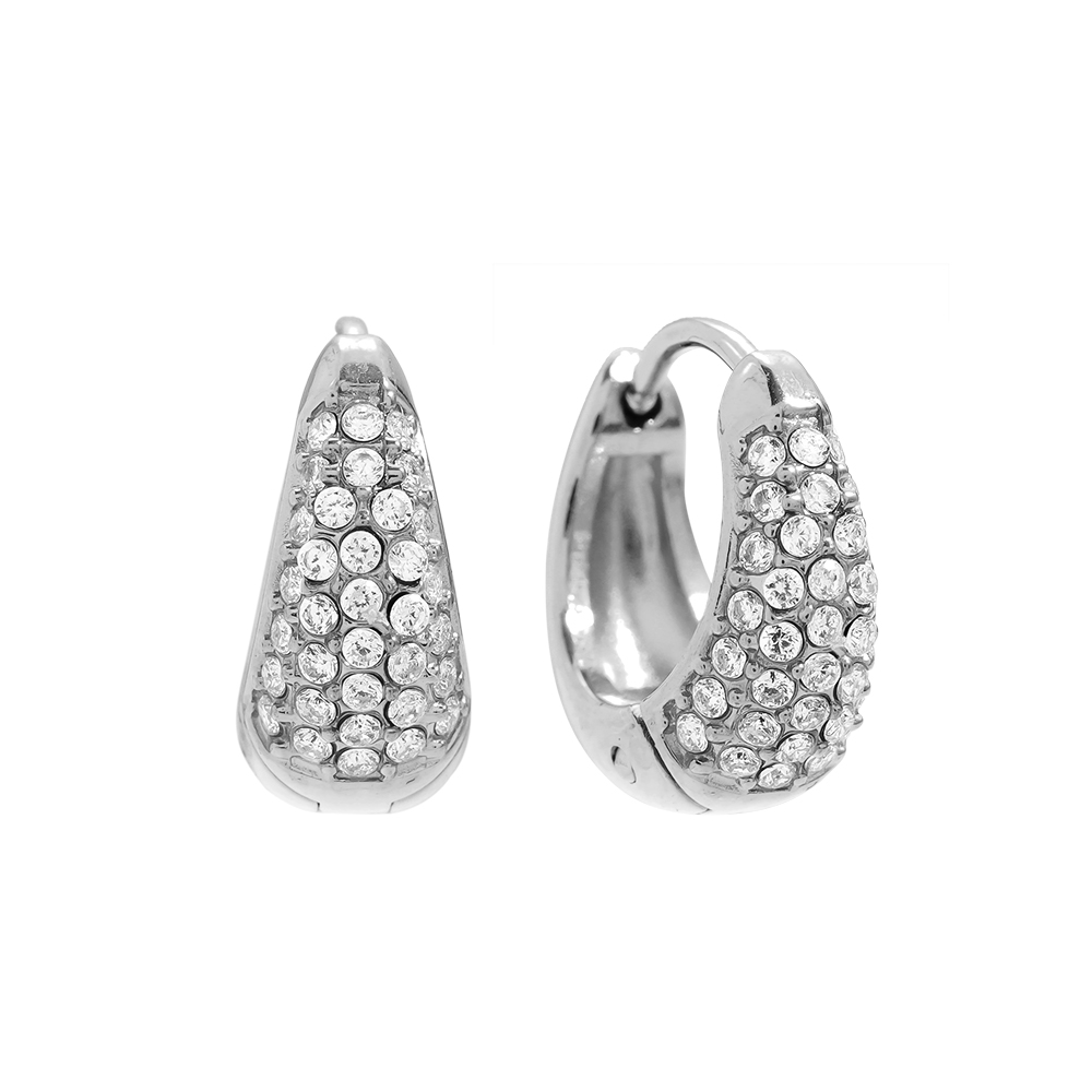 Stainless steel earrings 8mm Diamond Drop Hoop