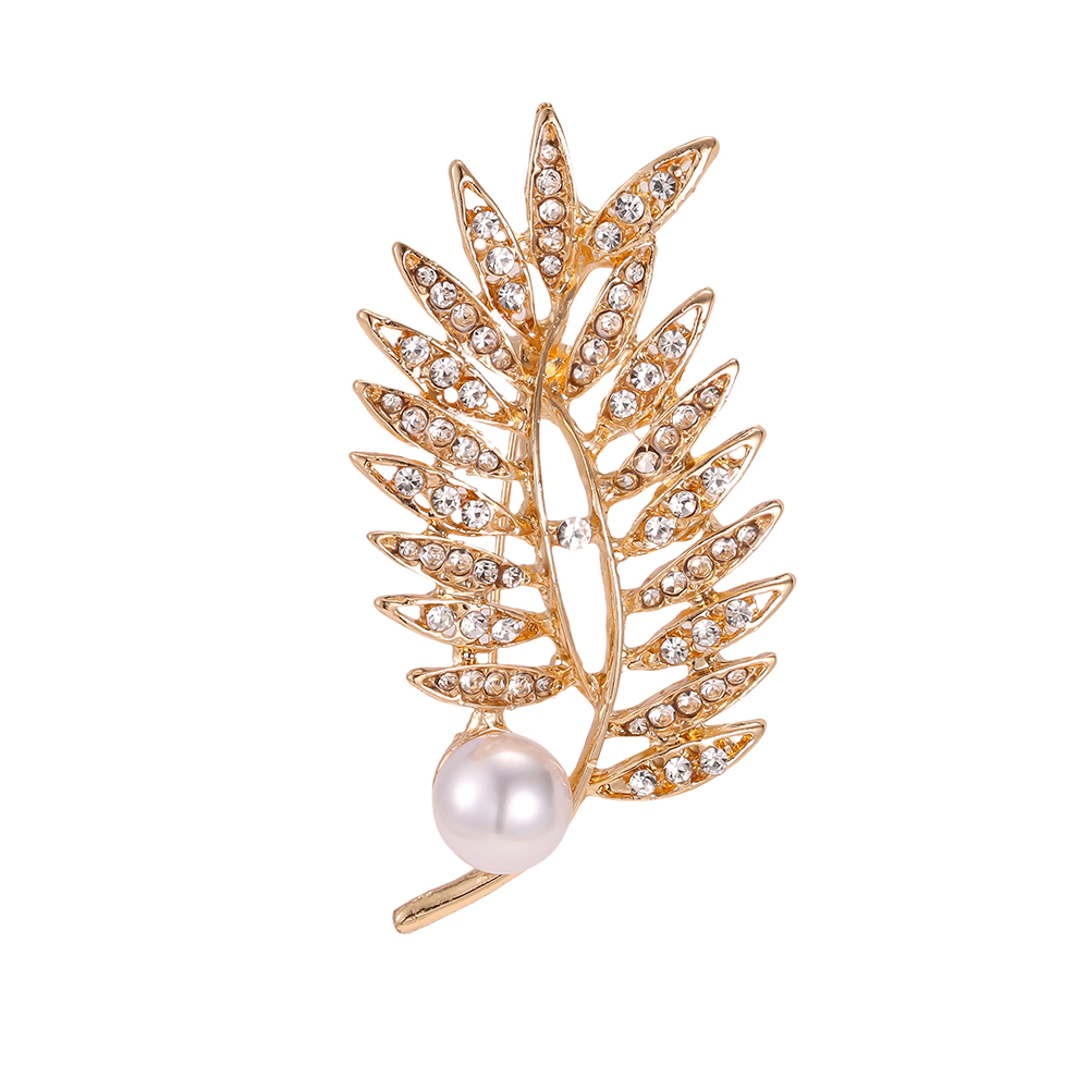 6cm Pearl Leaf Brooch     