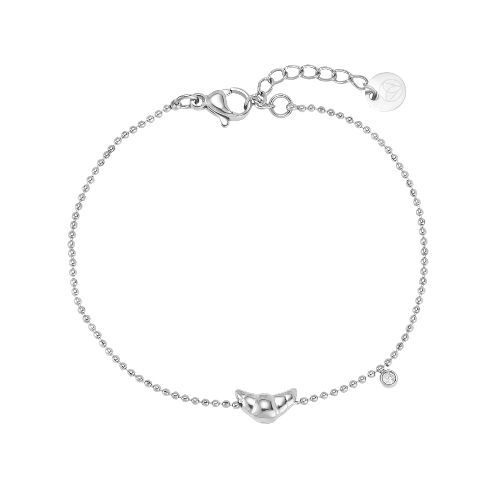 Stainless steel bracelet, 17 cm, Mini Crossant, cubic zirconia