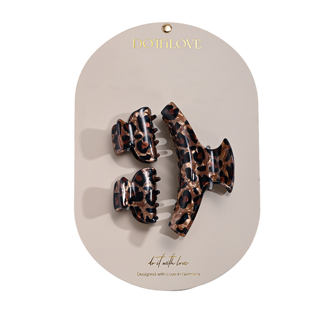 Set of 3 leopard-print hair clips    