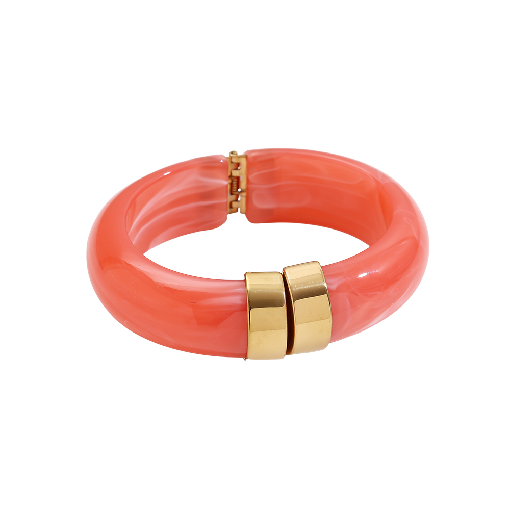 Stainless steel bangle round chunky resin