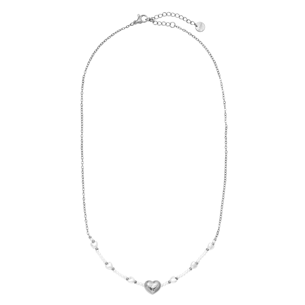 Stainless steel necklace 40cm Pearly And Hearts