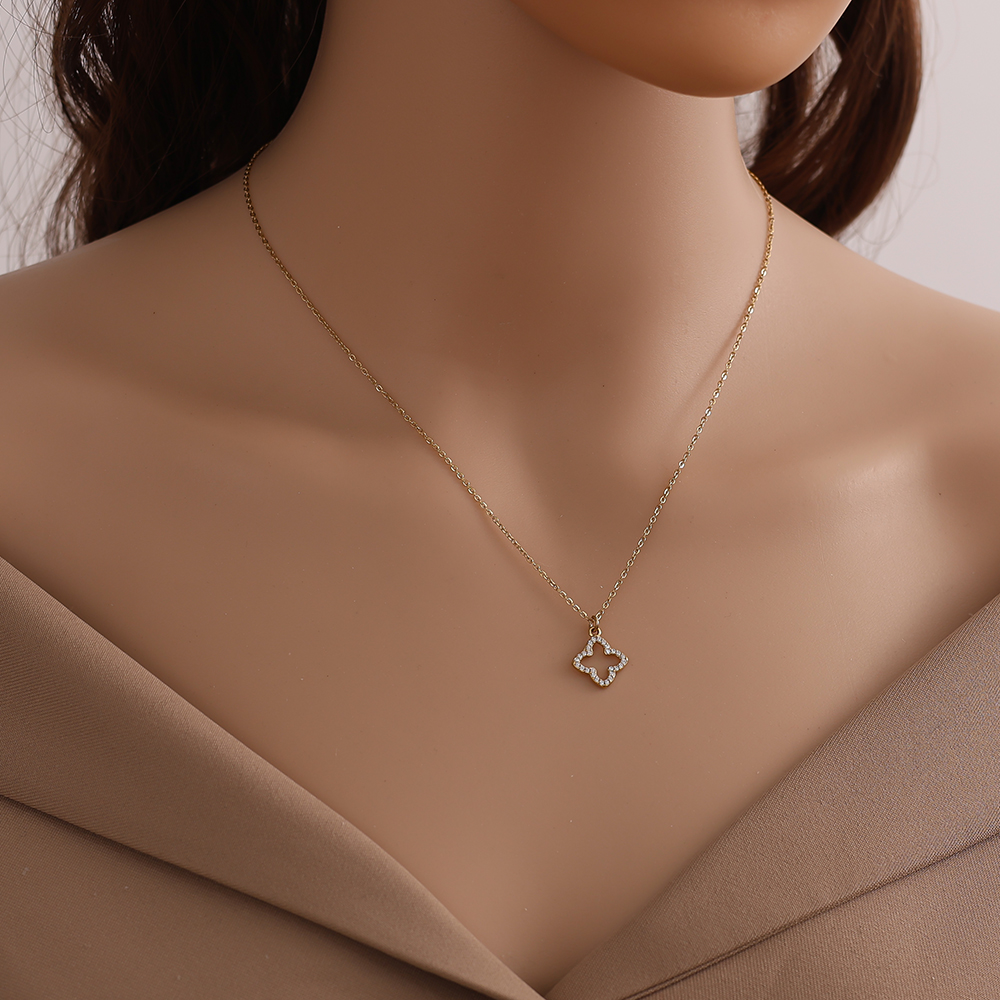 Stainless steel necklace 40cm Classic Diamond Lucky Flower