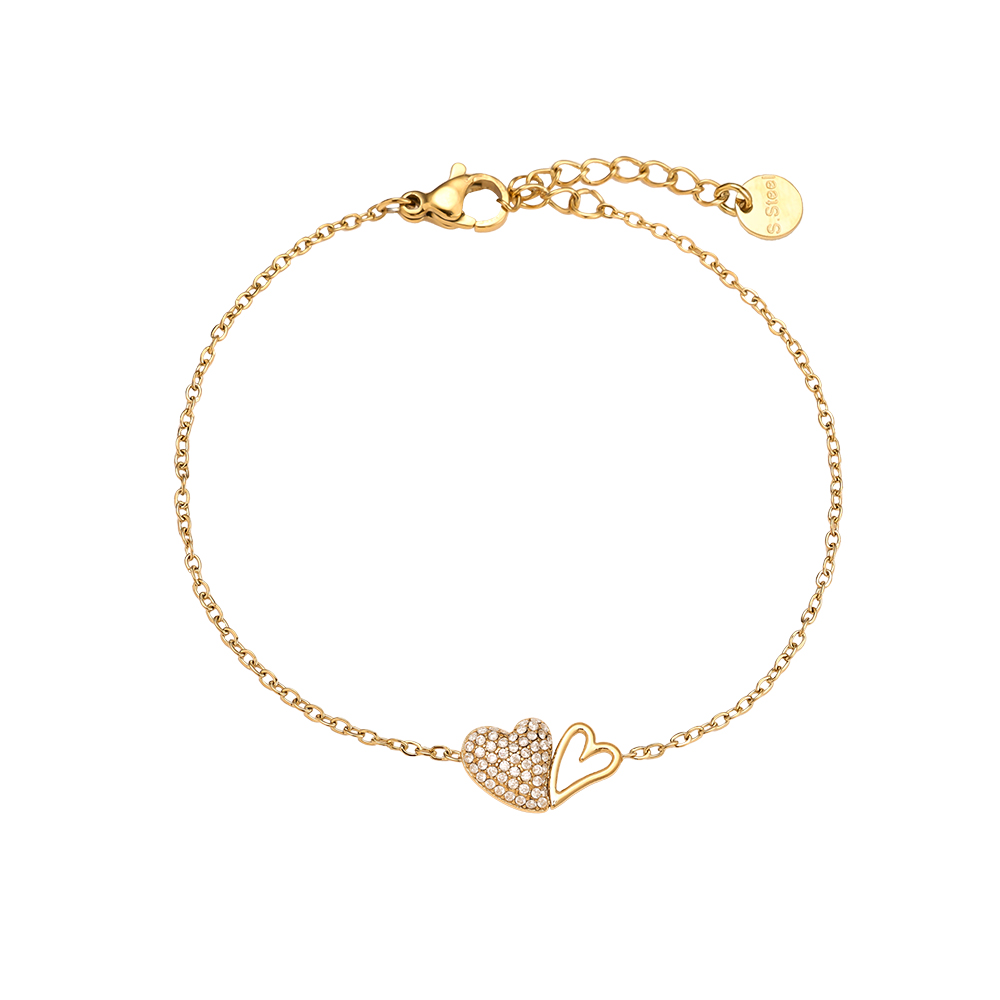 Stainless steel bracelet 17cm Two Cool Hearts
