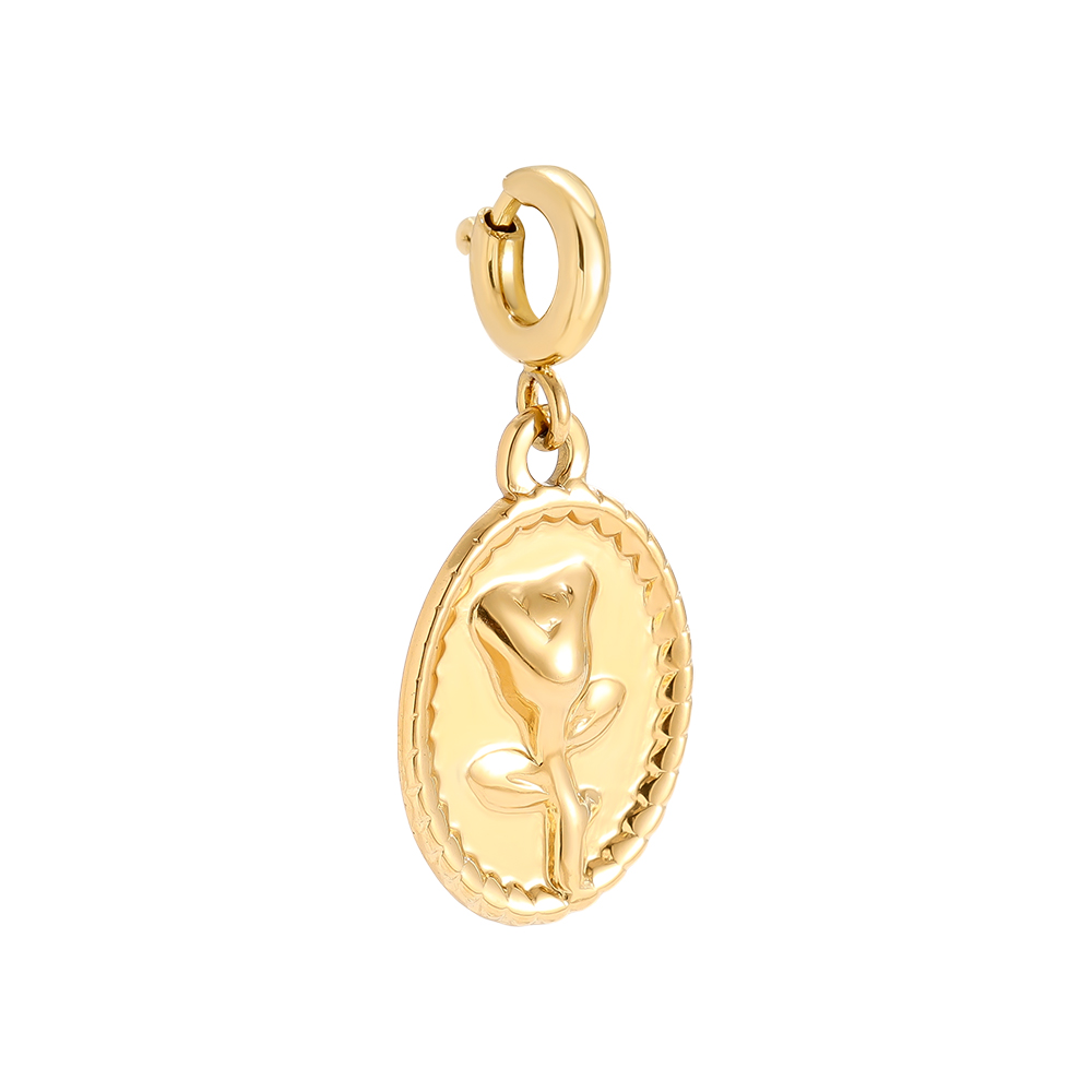 Stainless steel pendant 17.5mm Spring Clasp Rose Frame