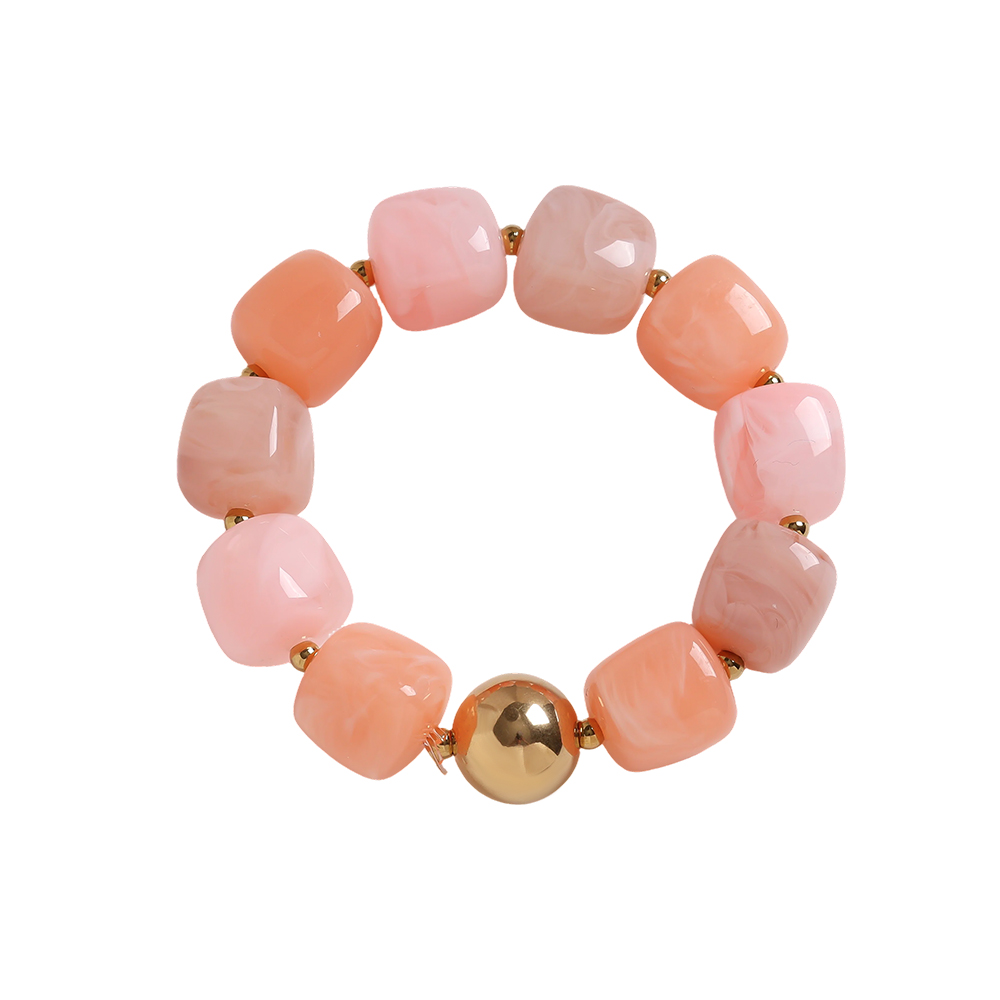 Stainless steel bracelet Adjustable resin square round shape