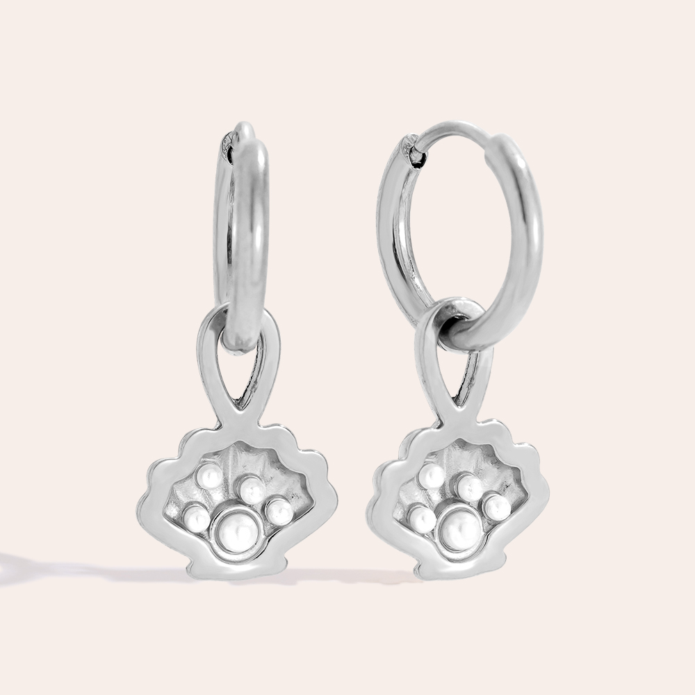 Stainless steel earrings 2.3cm Shell And Pearl