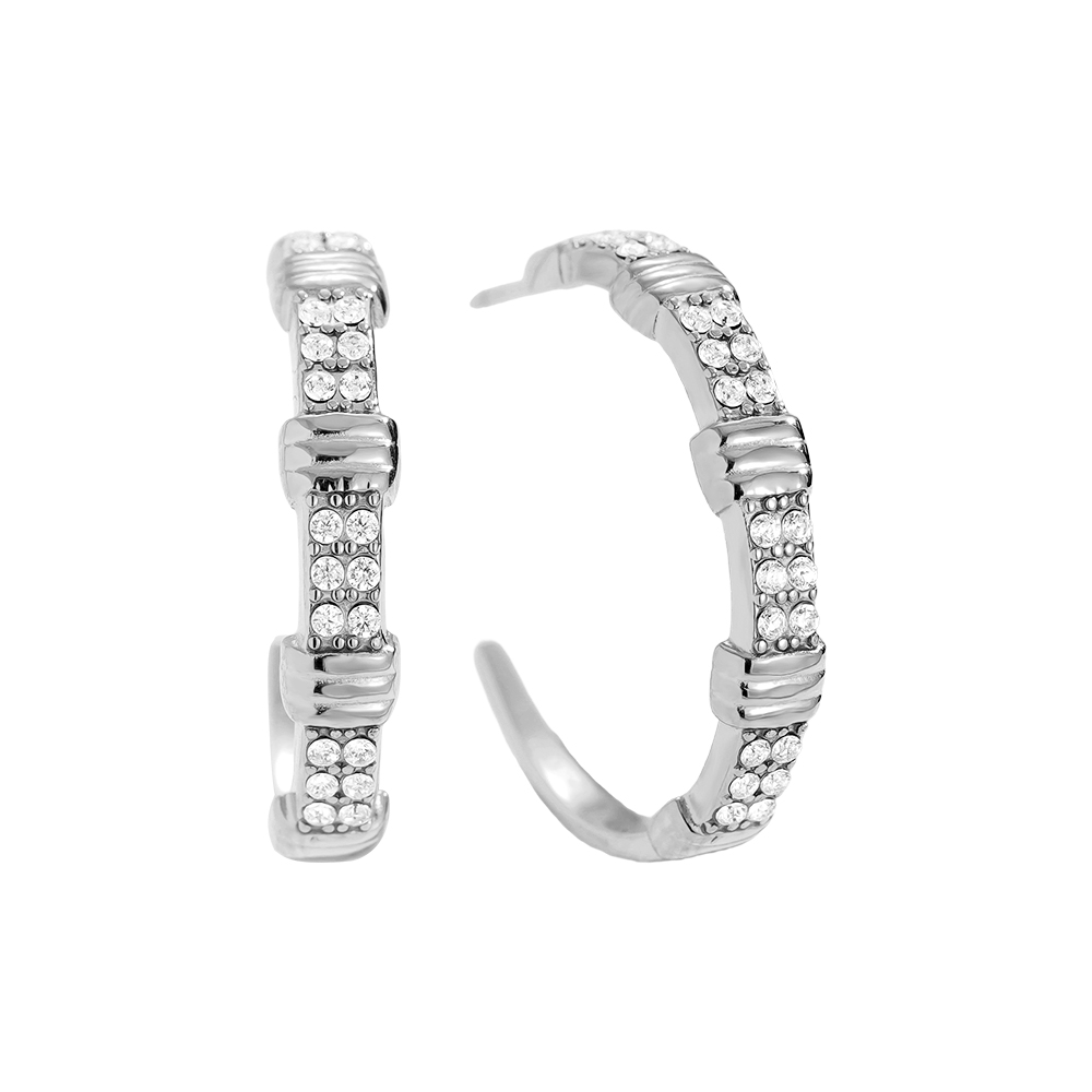 Stainless steel earrings 2cm Little Brikes Diamond Half Hoop