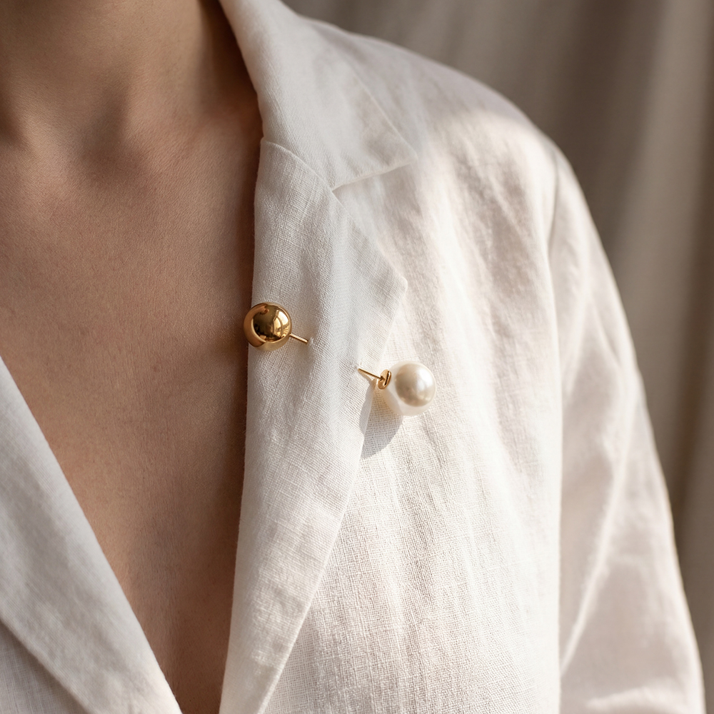 5.5 cm stainless steel pearl brooch  