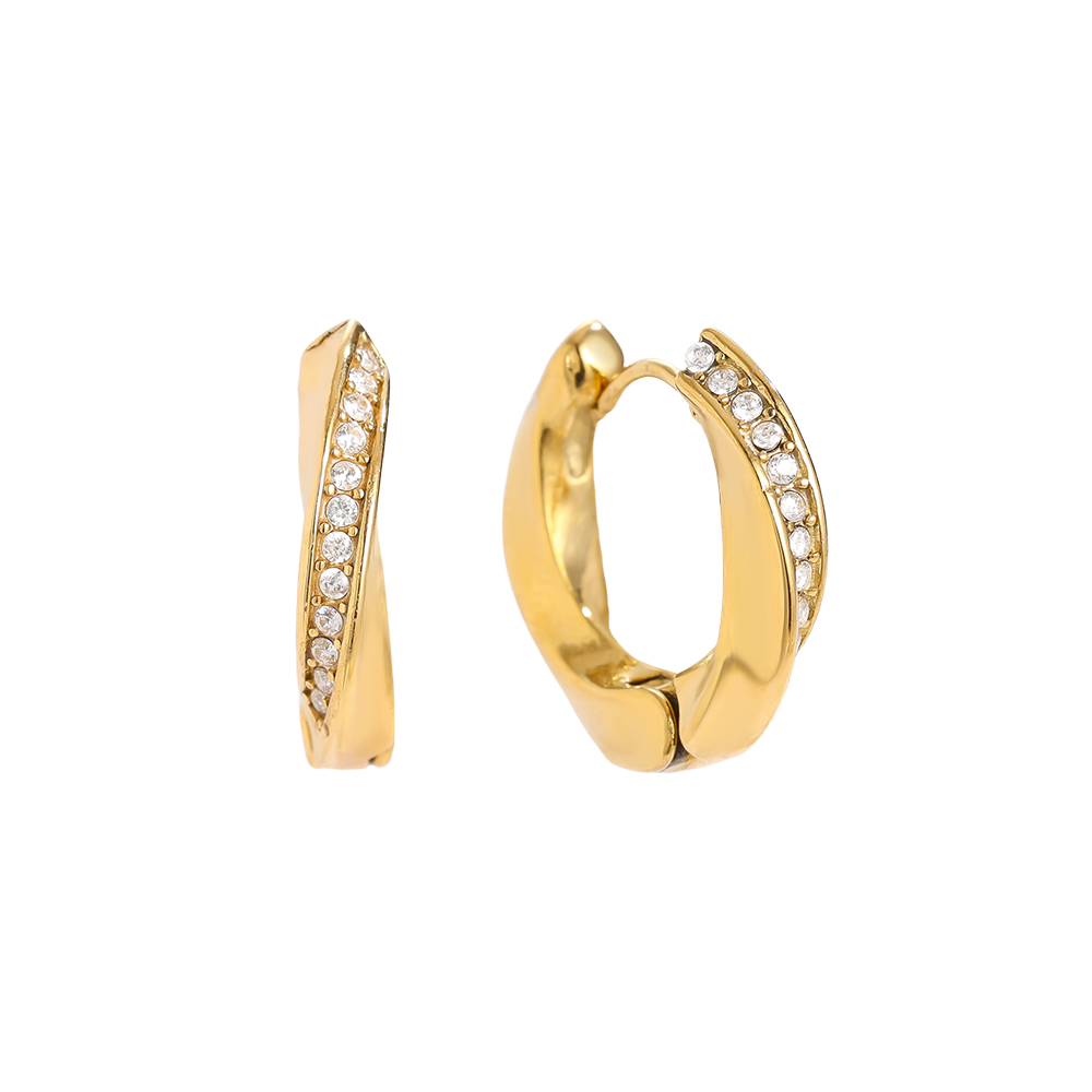 Stainless steel earrings 1.7cm Diamond Twist Hoop