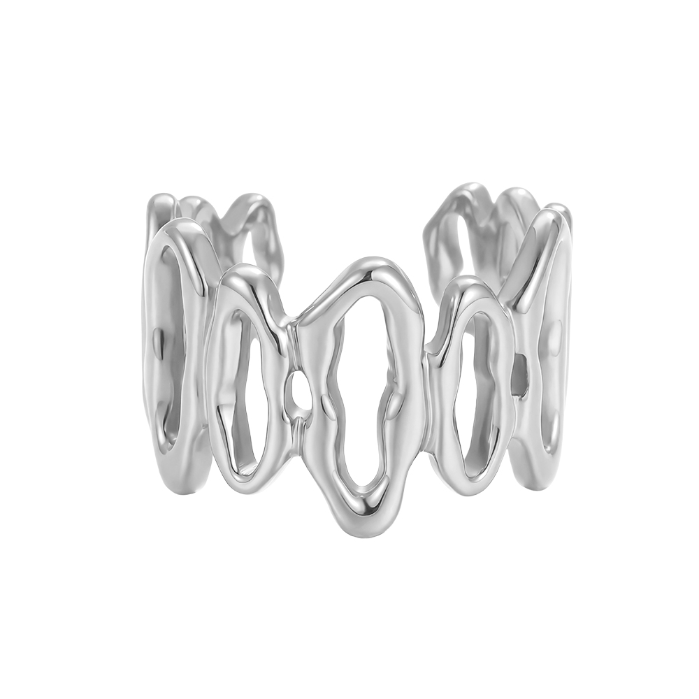 Stainless steel ring Adjustable irregularly shaped ellipses