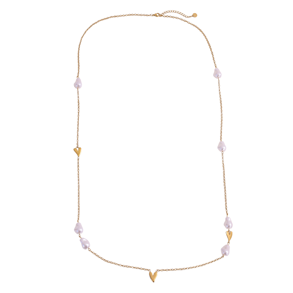 Stainless steel necklace 95cm heart beads
