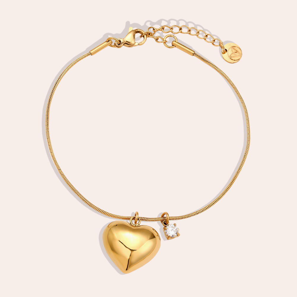 Stainless steel bracelet 16cm Heart And Diamond Dot