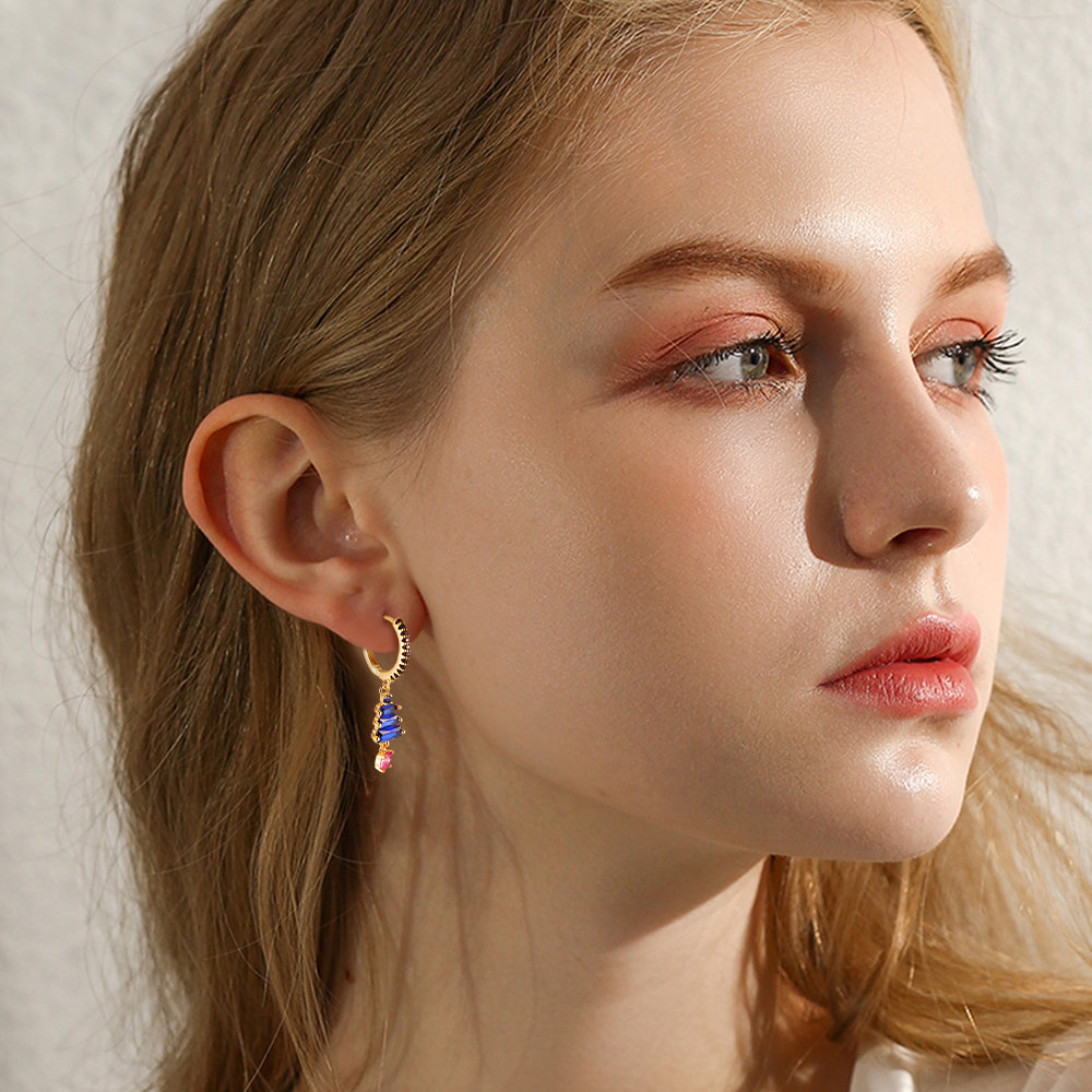 Gold-plated Tree and Diamond earrings