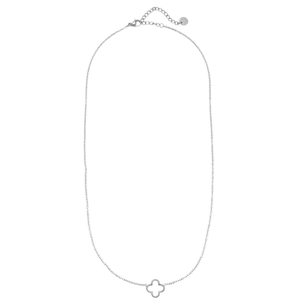 Stainless steel necklace, 43cm, simple shamrock design