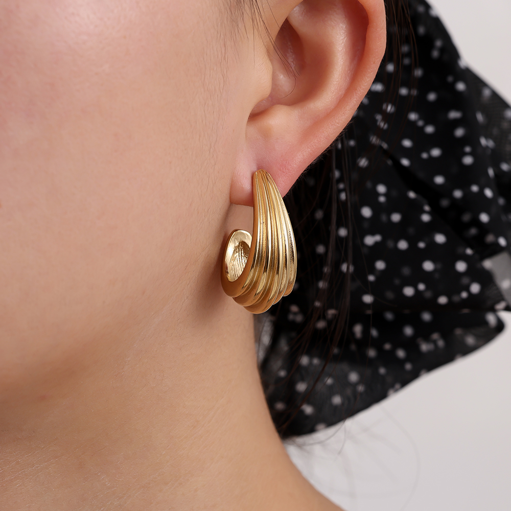 Stainless steel earrings 30mm Pro Elegance Flow