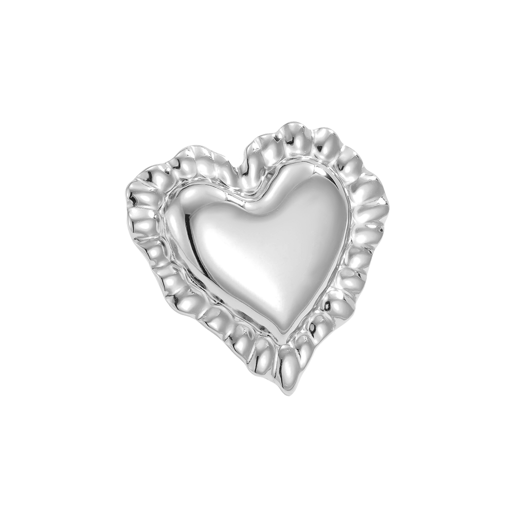 Stainless Steel Adjustable Ring with Large Heart