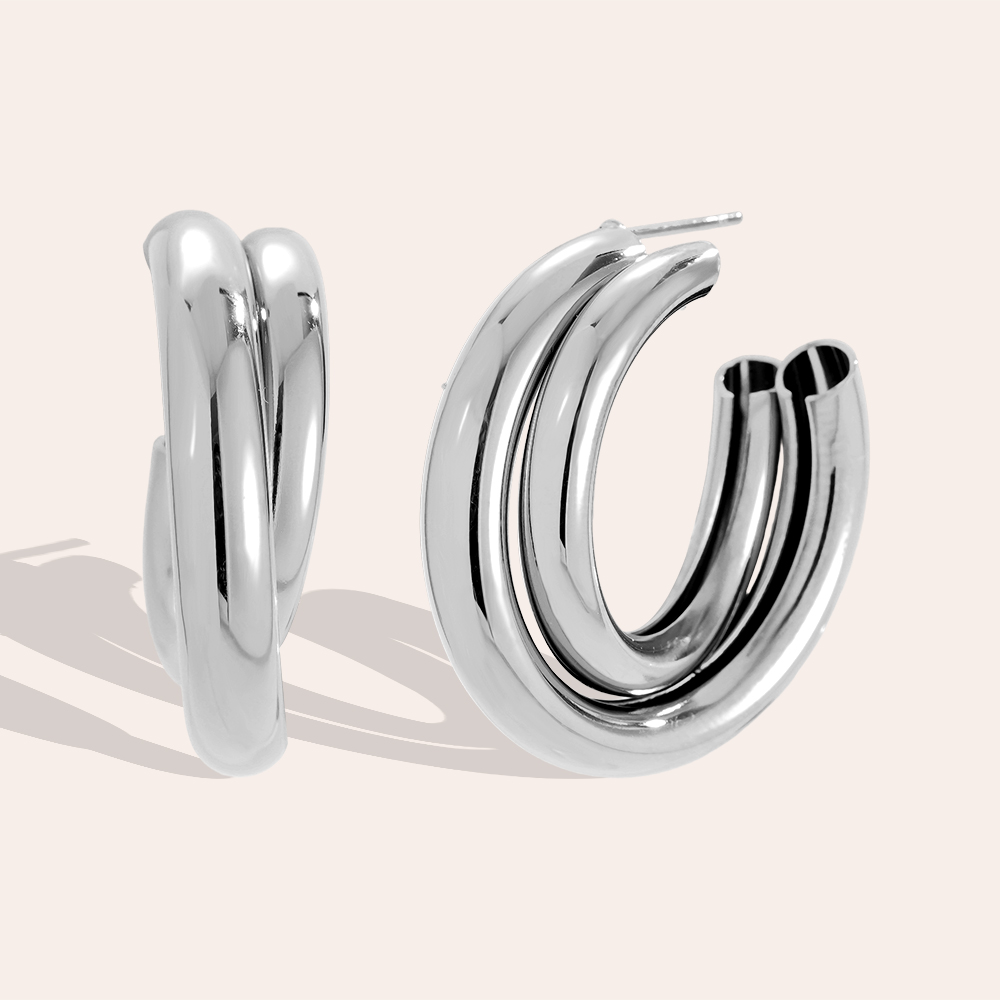 Stainless steel earrings 28mm Two Hoop