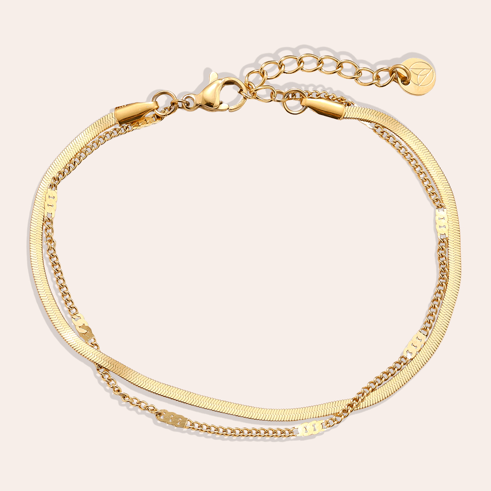 Stainless steel bracelet 16cm Two Layer Casual