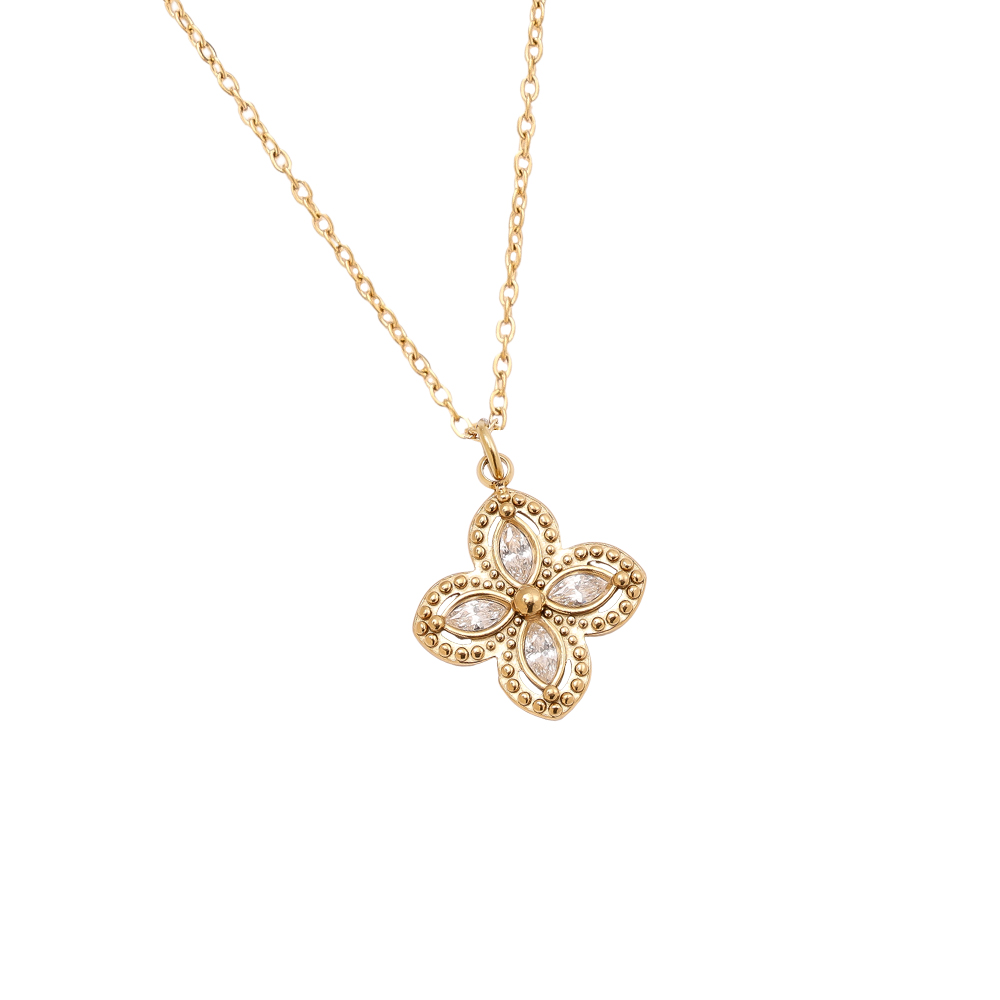 Stainless steel necklace 40cm Fancy Diamond Flower