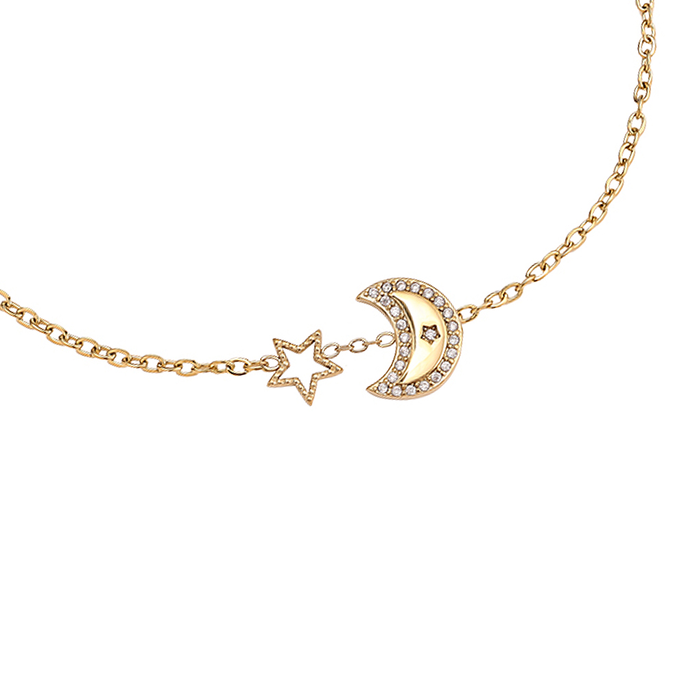 Stainless steel bracelet 17cm Diamond Moon And Star