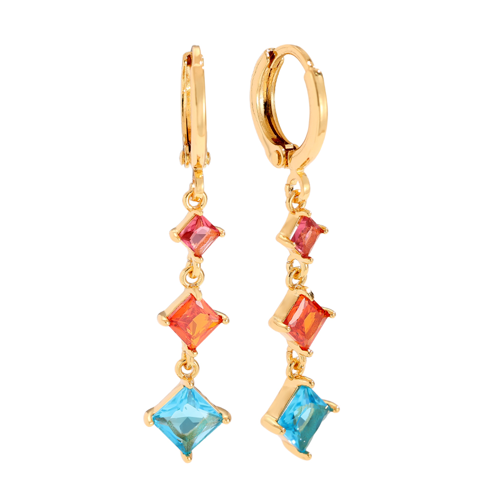 Gold-plated earrings 3.9cm Diamond Cubes