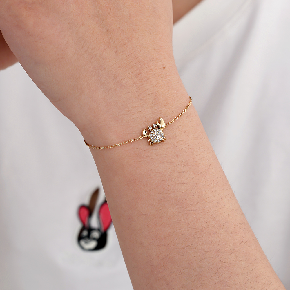 Stainless steel bracelet 17cm Diamond Crab