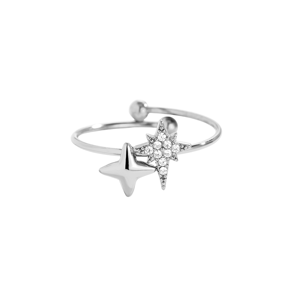 Stainless steel ring Two Sharp Stars