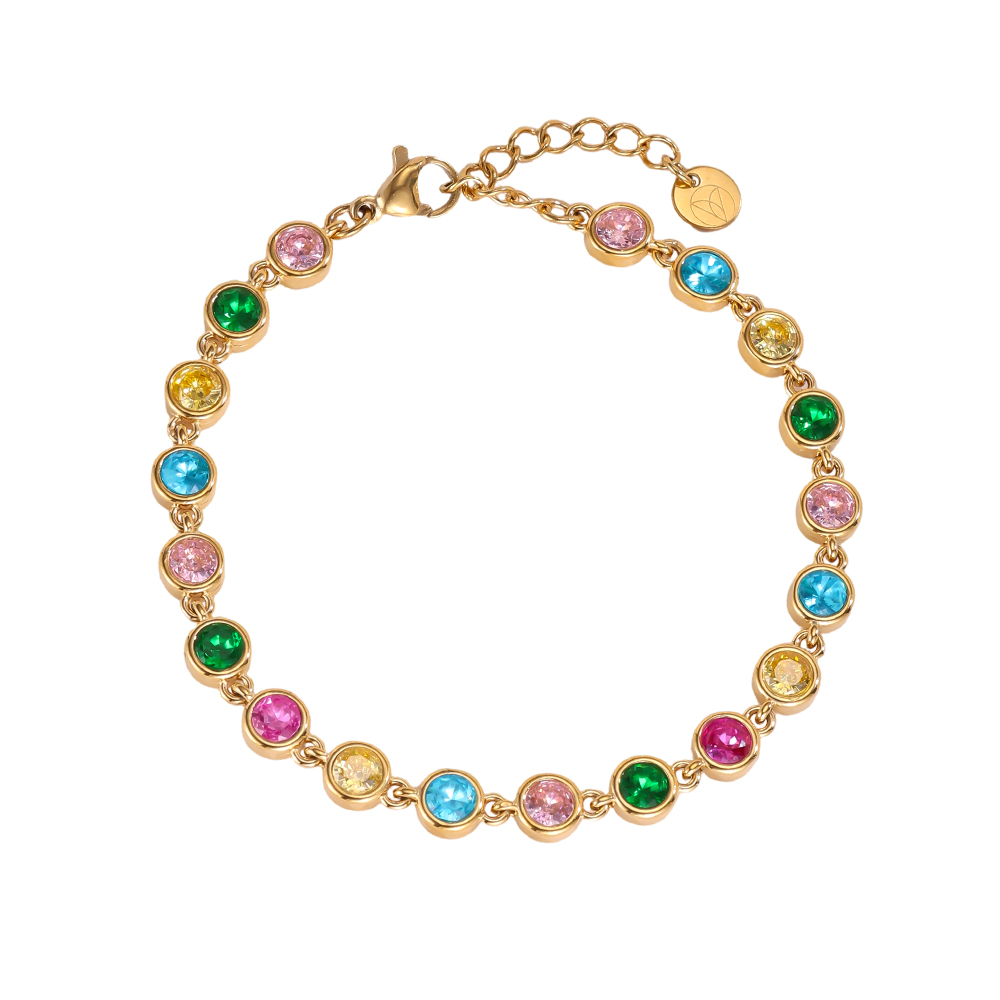 Stainless steel bracelet, 16cm, with a sparkling cubic zirconia chain