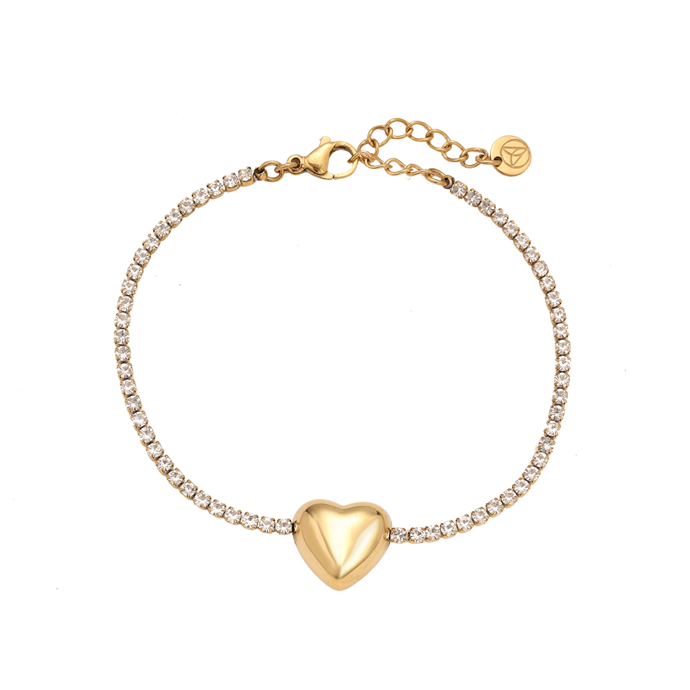 16cm Heart In Diamond Chain stainless steel bracelet