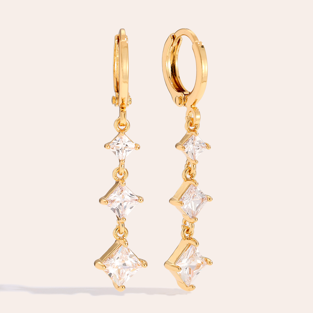 Gold-plated earrings 3.9cm Diamond Cubes