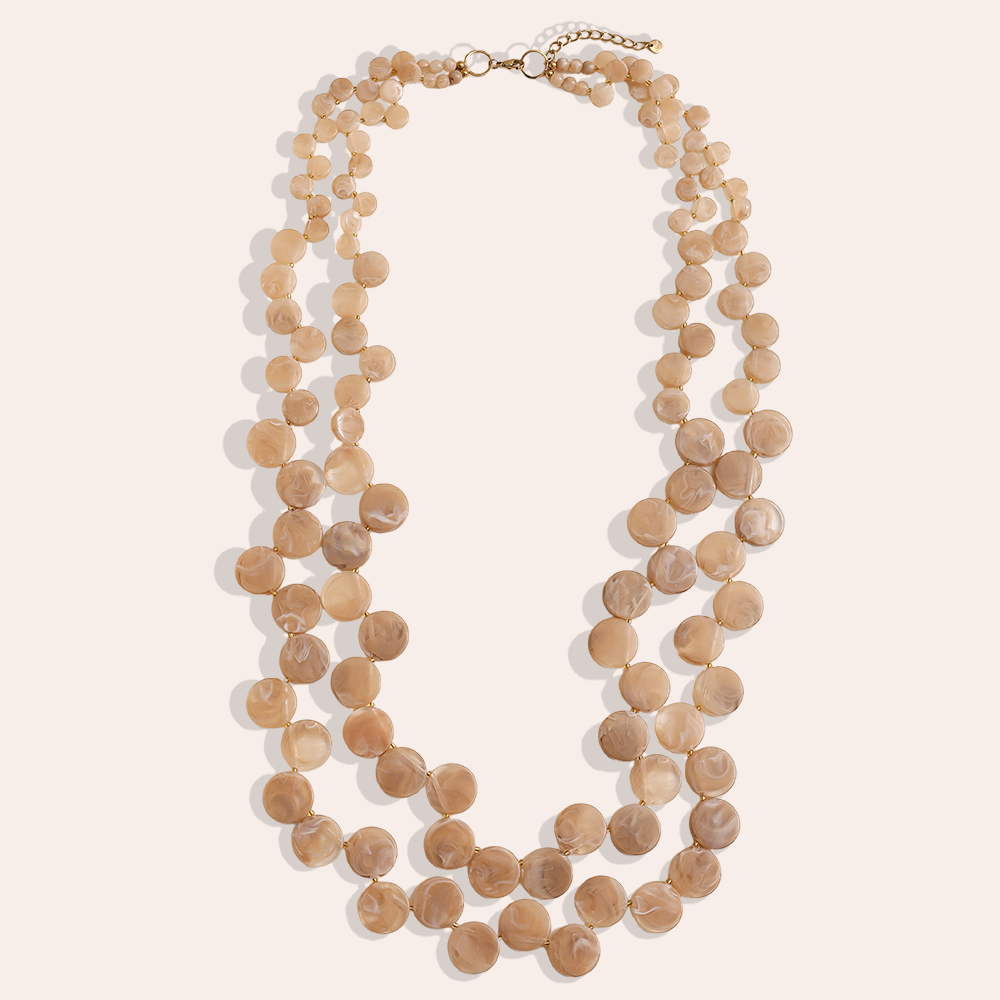 Stainless steel necklace 96cm double-layer acrylic disc chain