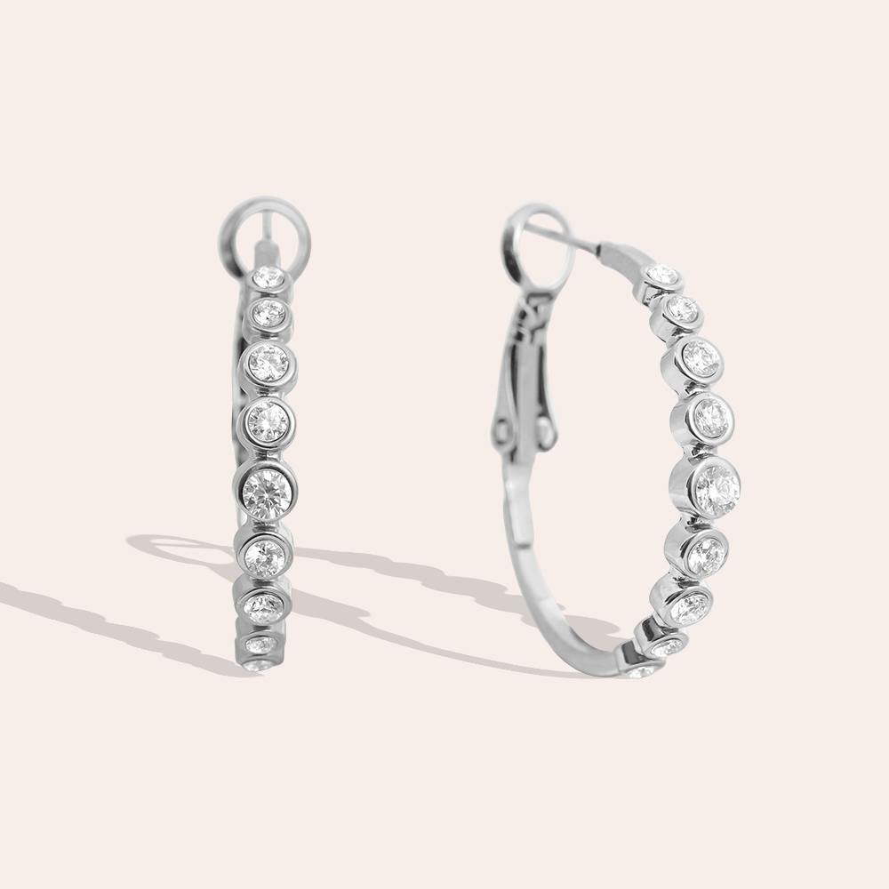 Stainless steel earrings 2.3cm Diamond Dots Hoop