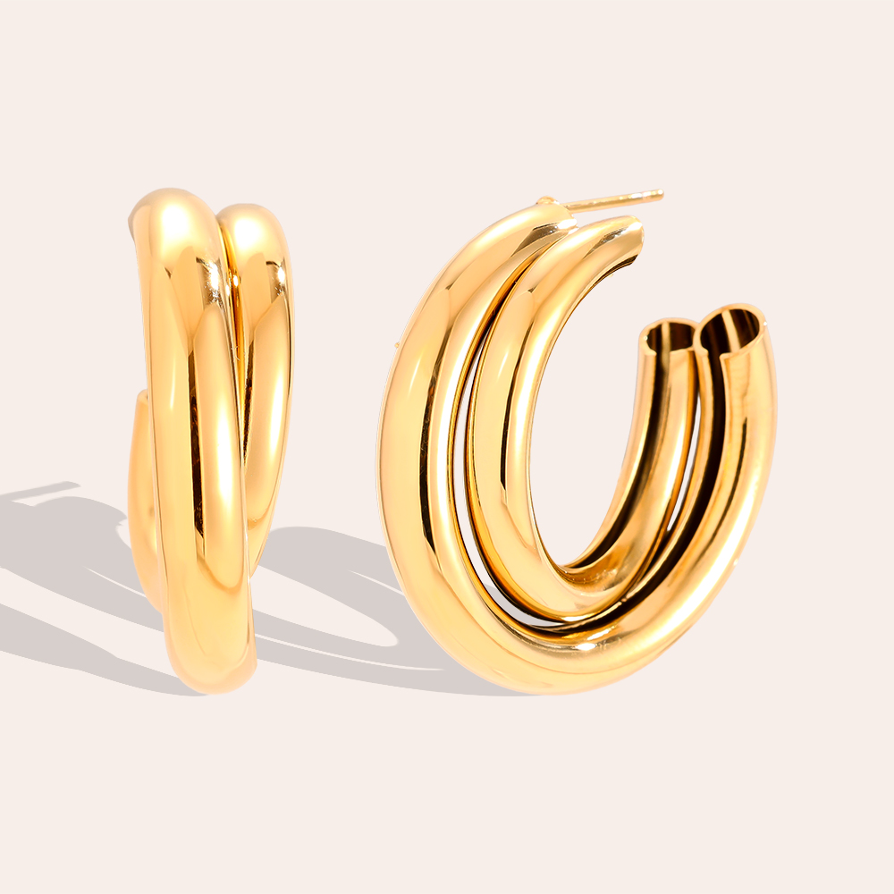 Stainless steel earrings 28mm Two Hoop