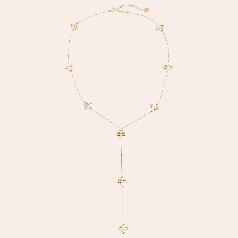 Stainless steel necklace 45cm Classic Lucky Flower With Chain