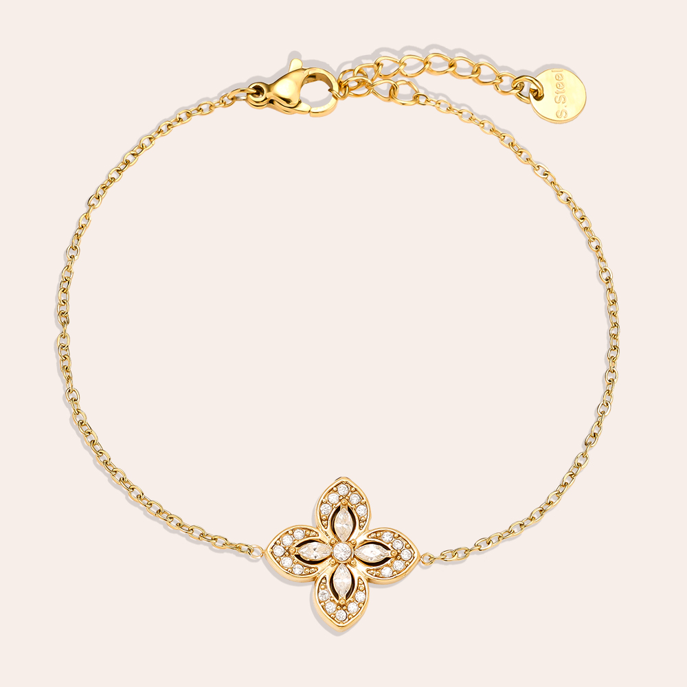 Stainless steel bracelet 16cm Fancy Diamond Flower