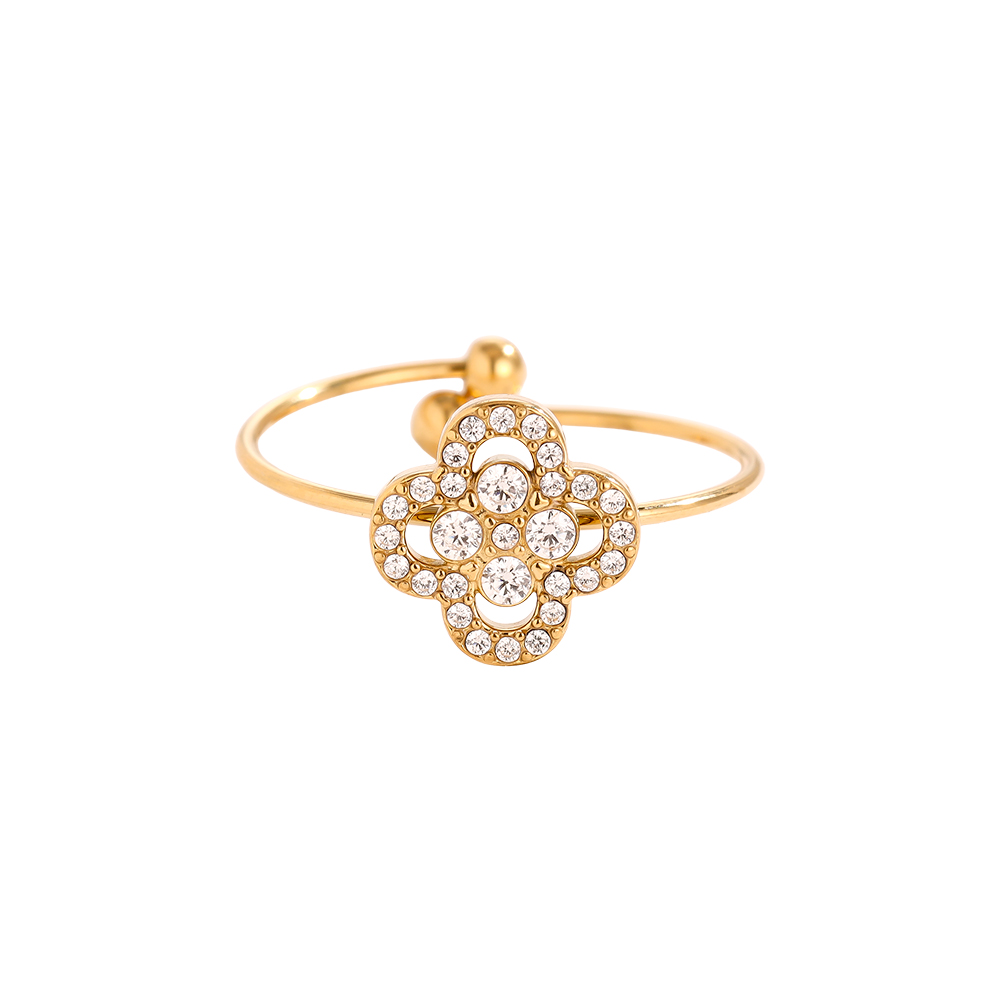 Stainless steel ring Diamond Lucky Flower
