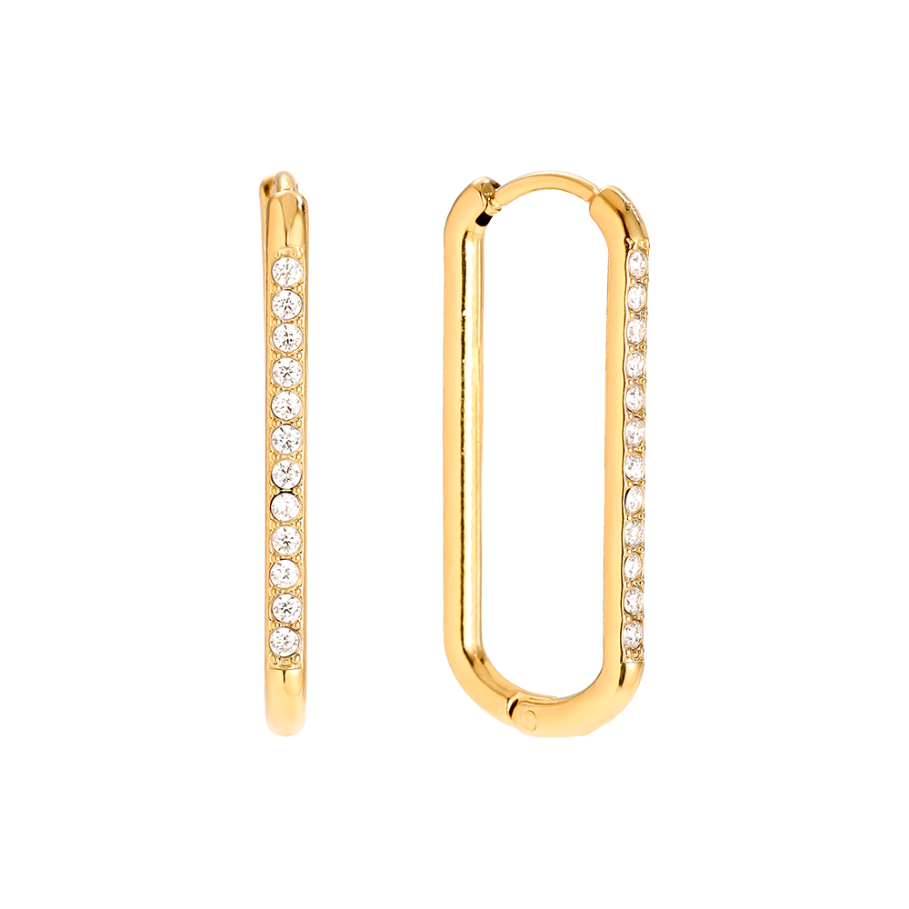 Stainless steel earrings 2.5cm Simple Diamond Hoop