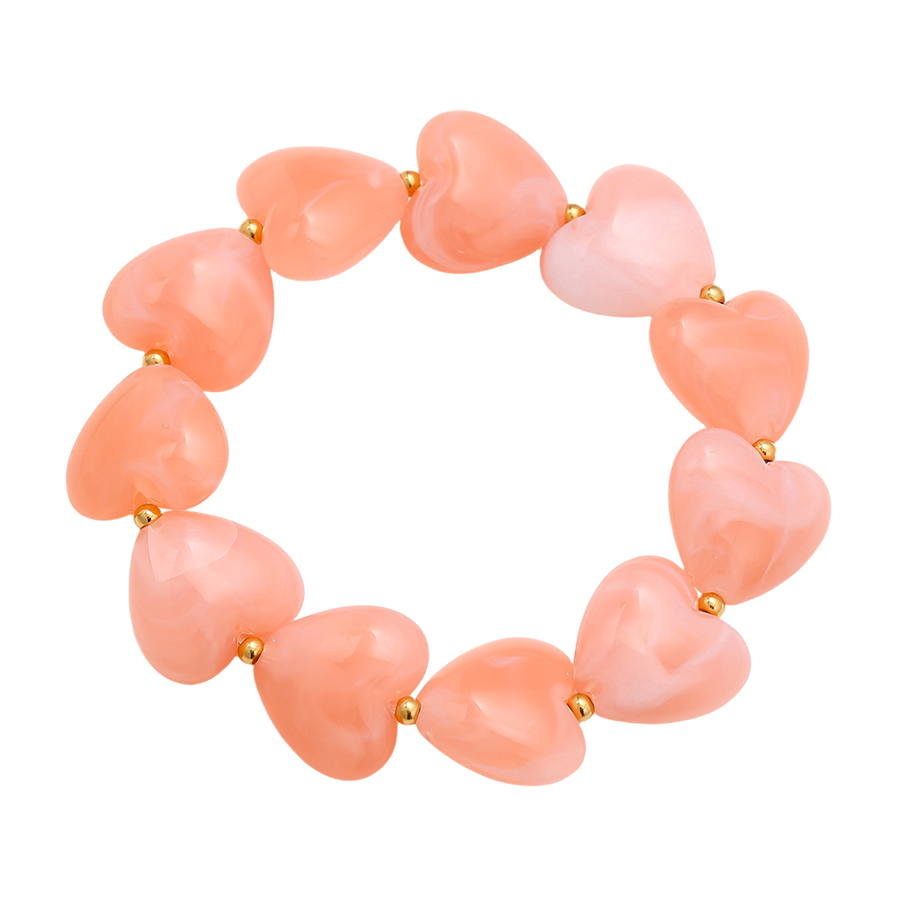 Stainless steel bracelet Elastic Acrylic Heart Chain