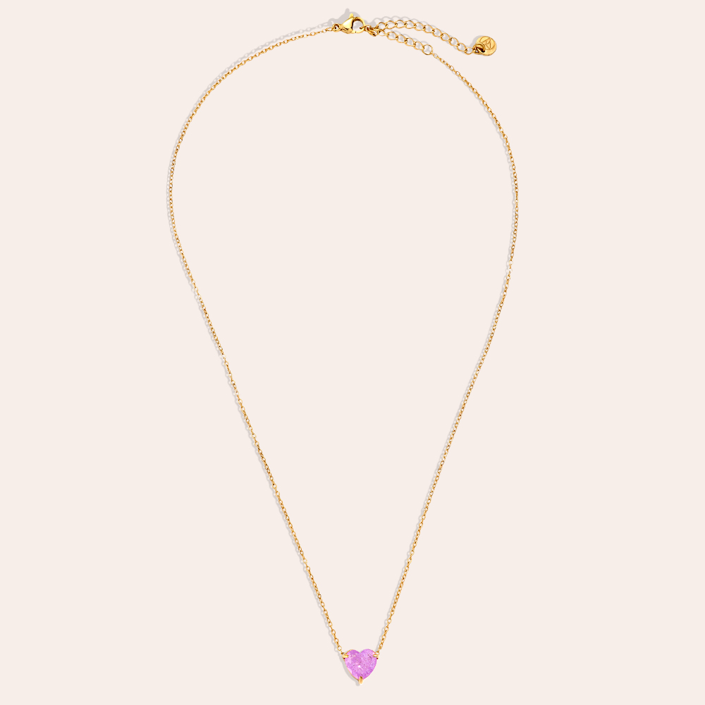 stainless steel necklace 43cm Multi Colour Diamond Heart