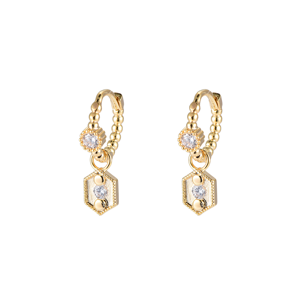 Hexagon Spotlight Gold-plated Earrings