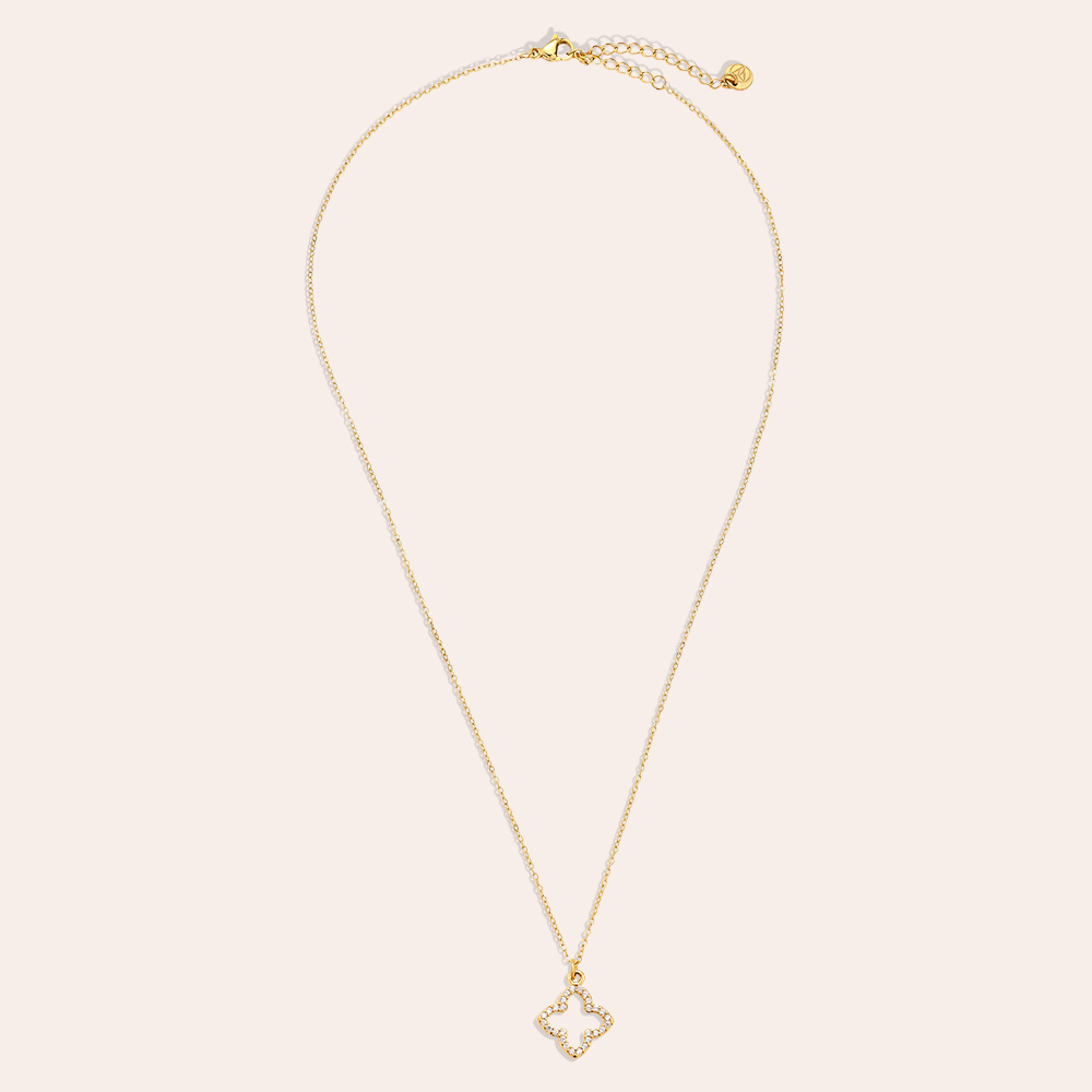 Stainless steel necklace 40cm Classic Diamond Lucky Flower