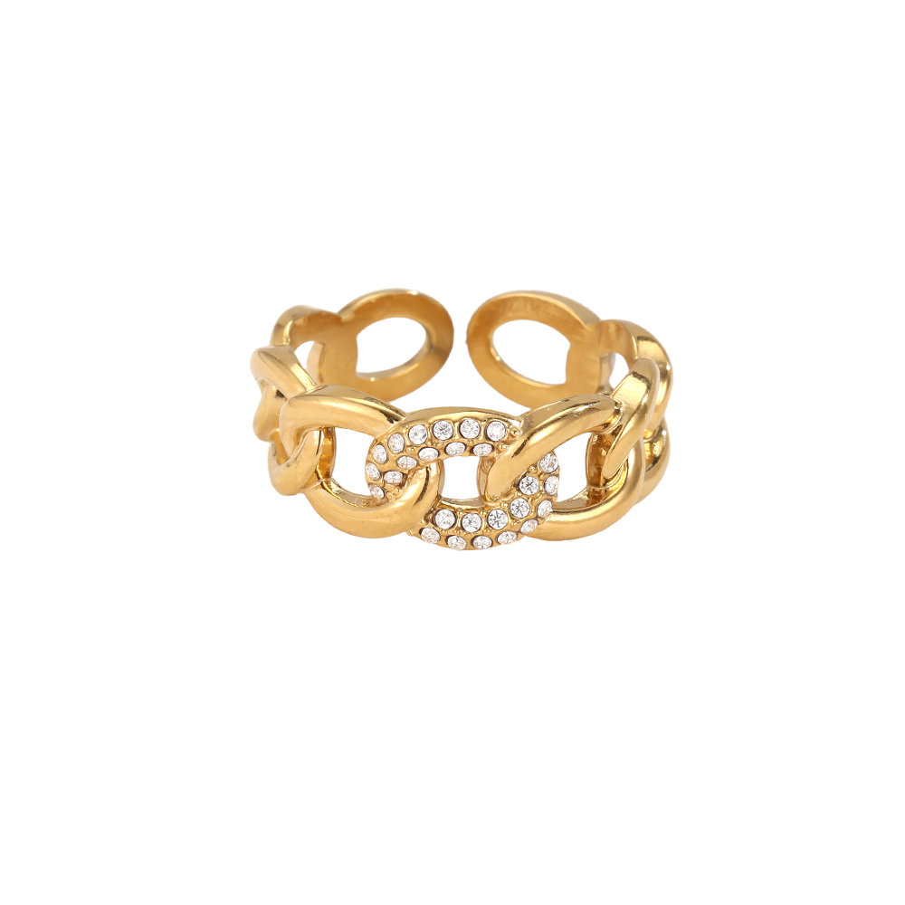 Stainless steel ring, adjustable, with multiple oval shapes