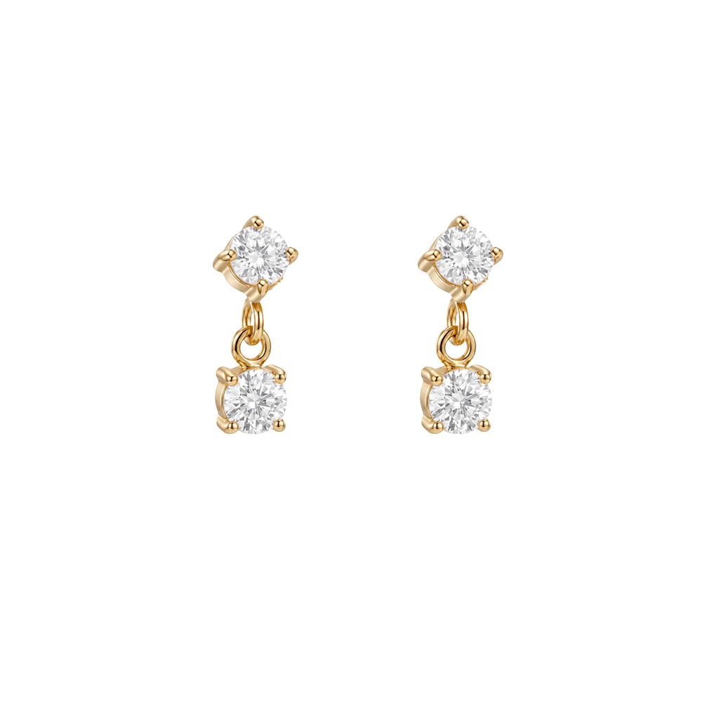 Stainless steel earrings 10mm two small zirconia