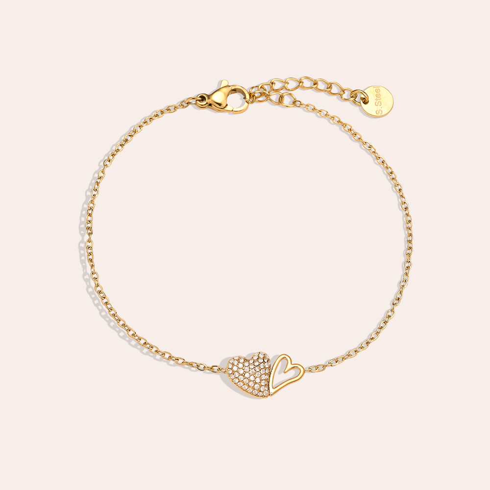 Stainless steel bracelet 17cm Two Cool Hearts