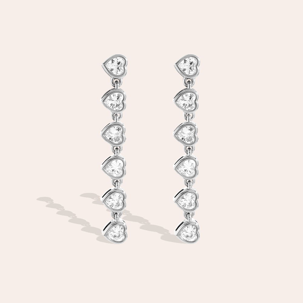 Diamond Hearts Chain stainless steel earrings    