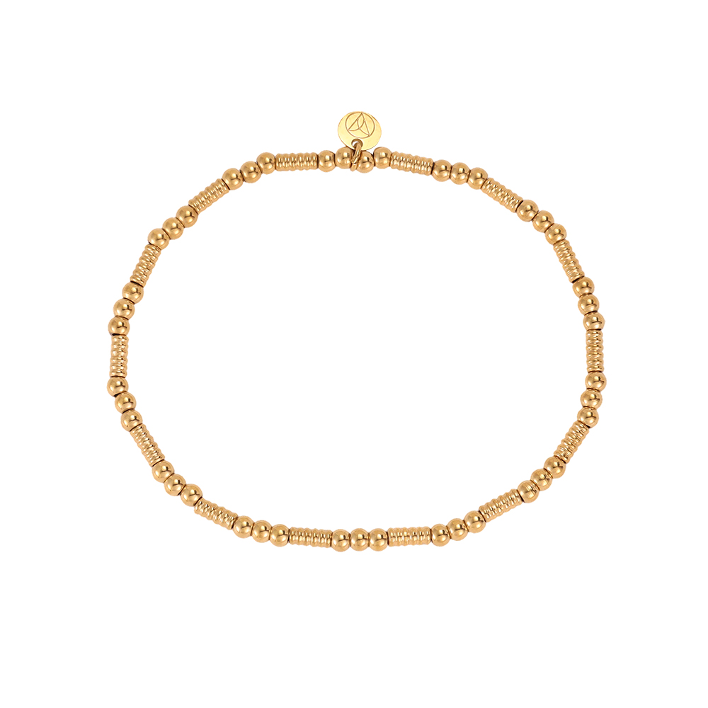 Stainless steel bracelet with elastic beads and tubes