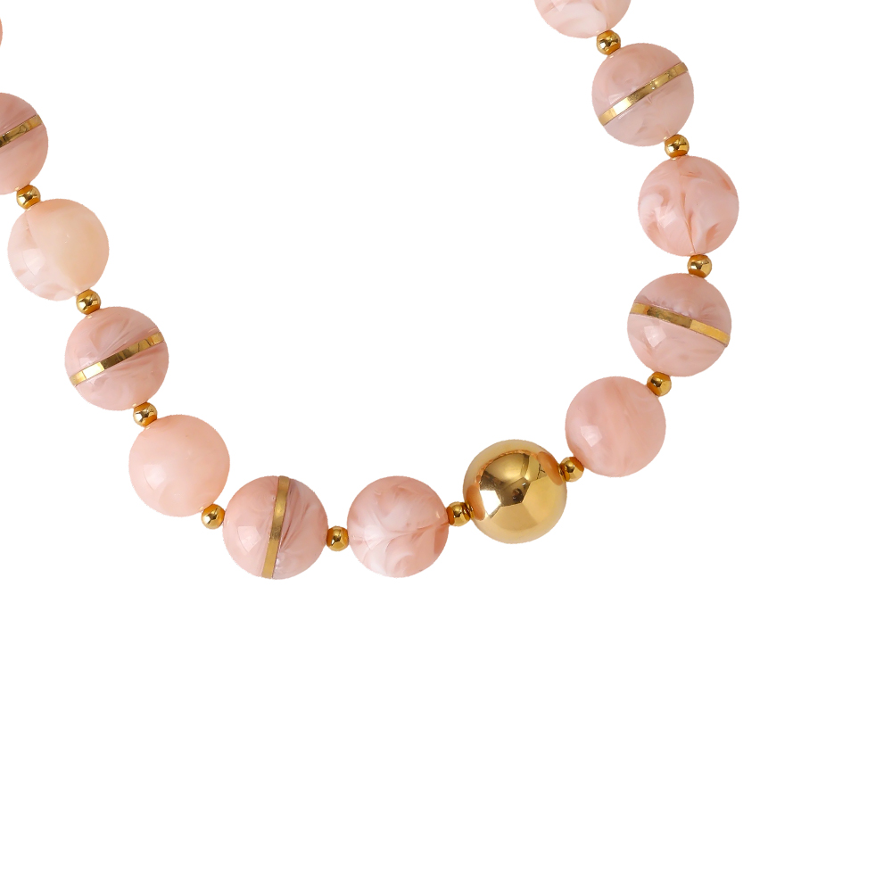 Stainless steel necklace 48cm round acrylic bead necklace