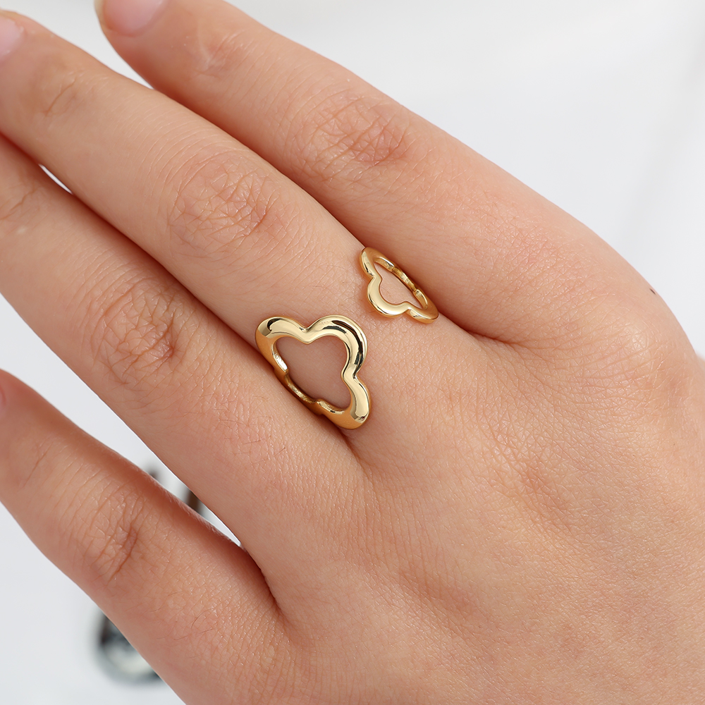 Stainless steel ring Two Lucky Flower